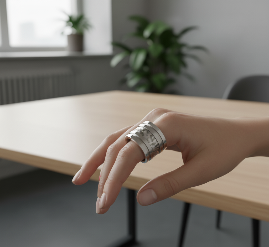 kiểu nhẫn bạc bản to cho nữ