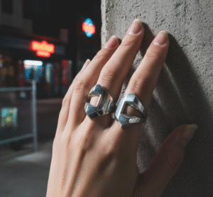 Kiểu Nhẫn Bạc Bản To Kép/Hai Ngón