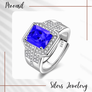 Nhẫn bạc nam đính đá sapphire